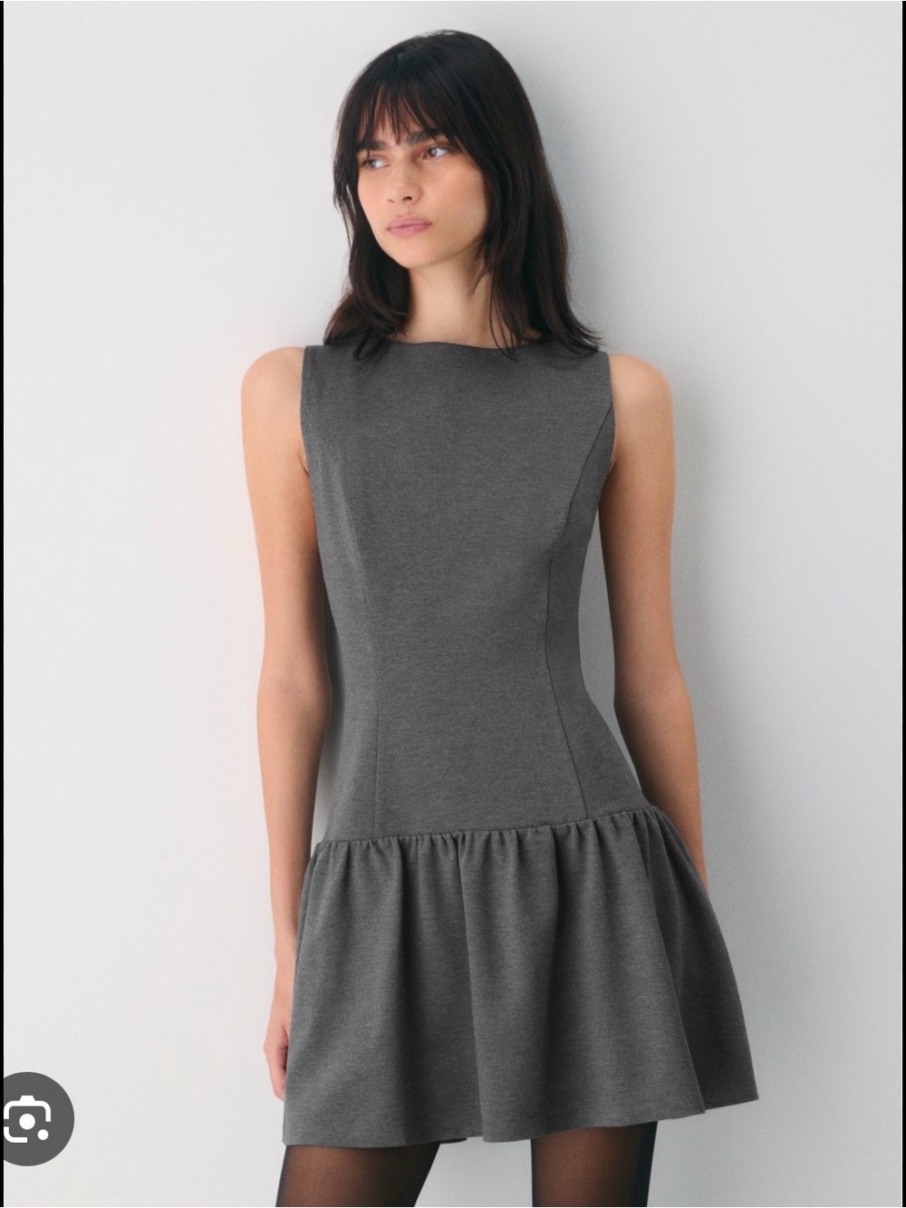 Wilfred Sleeveless Drop-Waist Mini Dress in Gray